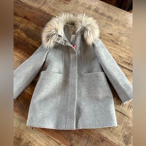 J. Crew Crewcuts Chateau Wool & Faux Fur Parka Coat Girls 4-5 Gray